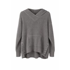 cozy rustic cabin boho casual grey waffle knit Romans oversized pullover large
